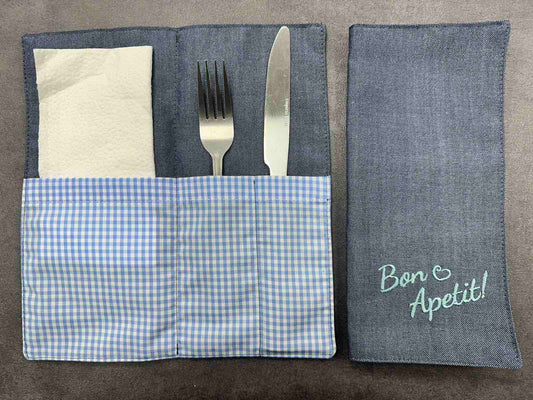 Салфетници за прибори с бродерия Bon Appétit